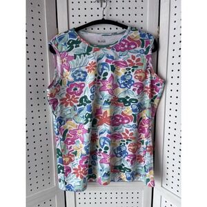 Blair Women's Lg Floral Cotton Blend Tank Top Colorful Summer